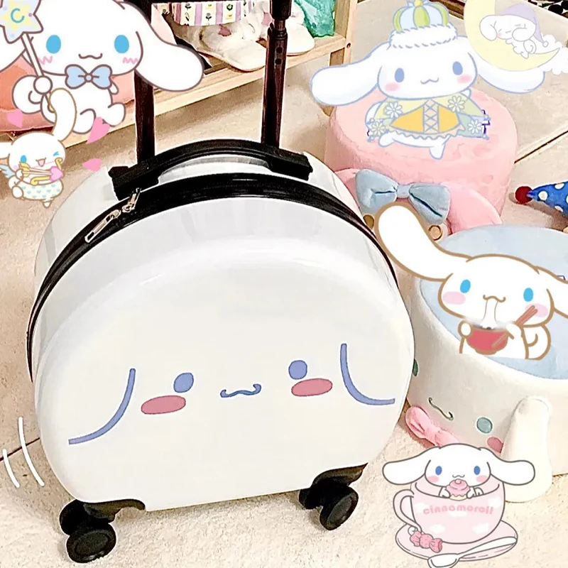 Sanrio Kawaii Mini 20 Inch Cinnamoroll Suitcase Student Kuromi 18 Inch Anime Universal Wheel Trolley Case Peripheral Products