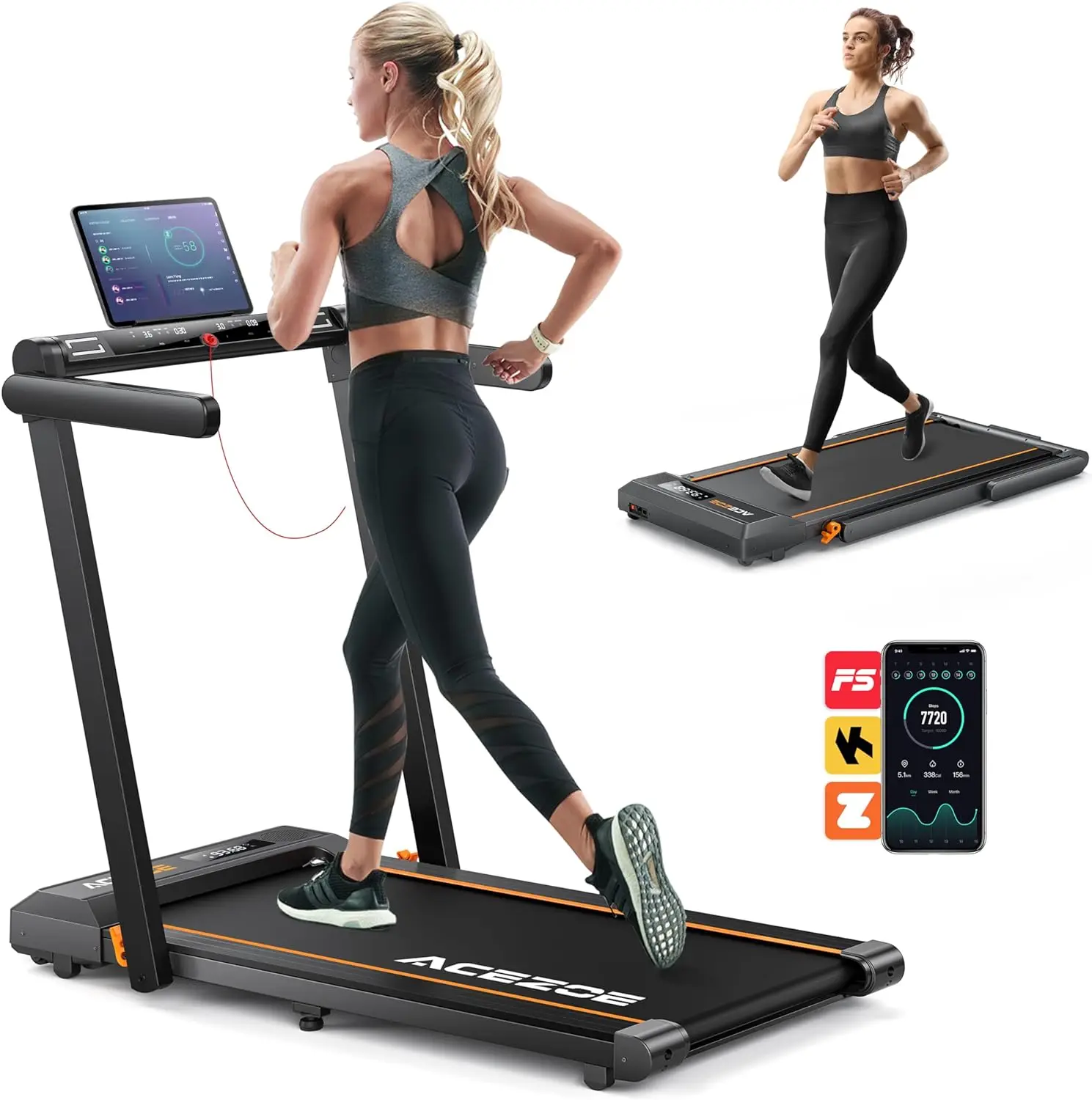 

2 in 1 Foldable Treadmill for Home, Under Desk Treadmill with 12 HIIT Modes, Workout APPs and Touch Screen, 2.5HP Walking Treadm