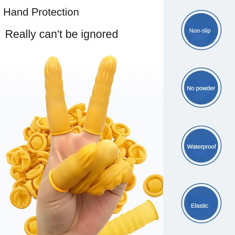 100pcs Disposable Rubber Finger Cover Non-slip Anti-static Latex Finger Cots Phone Watch Repair Tool Fingertips Protector Gloves