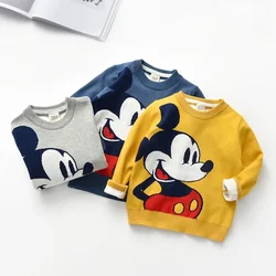 Double Layer Autumn Cartoon Sweaters Mickey Pullover Sweater Knitted Sweater Warm Close Fitting Cold Resistant Sweater Boys