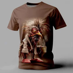 Funny Men's T Shirt Animal Chicken Print Summer Casual Short Sleeve Tee Street Fashion O-Neck Pullover Men's Oversized Clothing