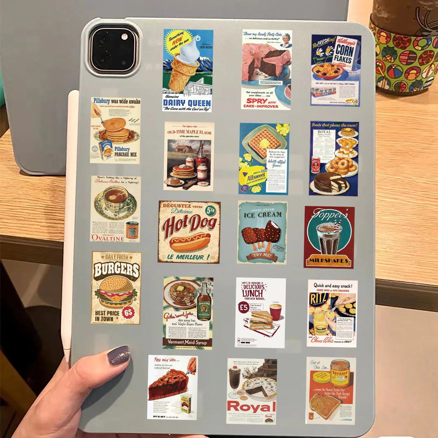 50Pcs Europe Style Food Biscuit Dessert Stickers Waterproof For Phone Wall Motorcycle Cool Car Vintage Sticker For Kids Toys