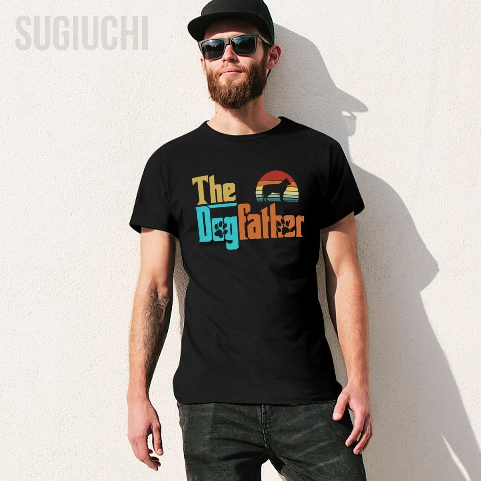 Men The Dogfather Siberian Husky Dog Owner Tshirt Tees T Shirts Women Boys 100% Cotton T-Shirt