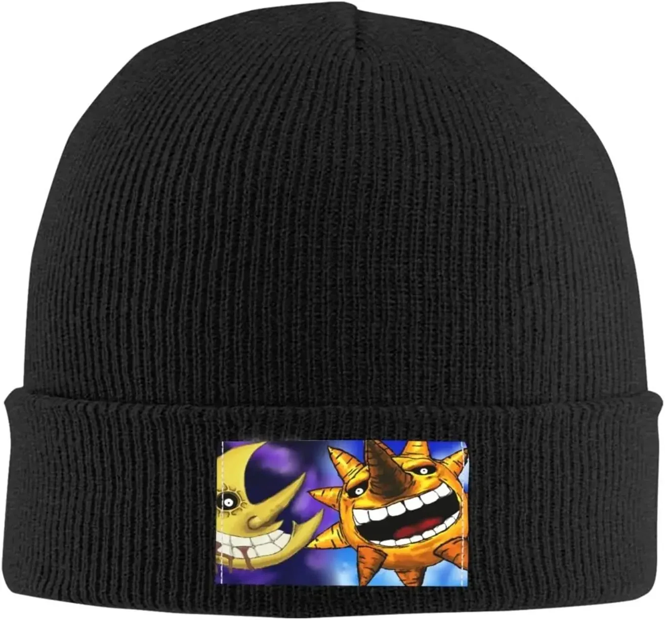 Soul Eater Knit Hat Winter Ski Warm Knitted Caps Plain Cuffed Beanie for Men Women Black