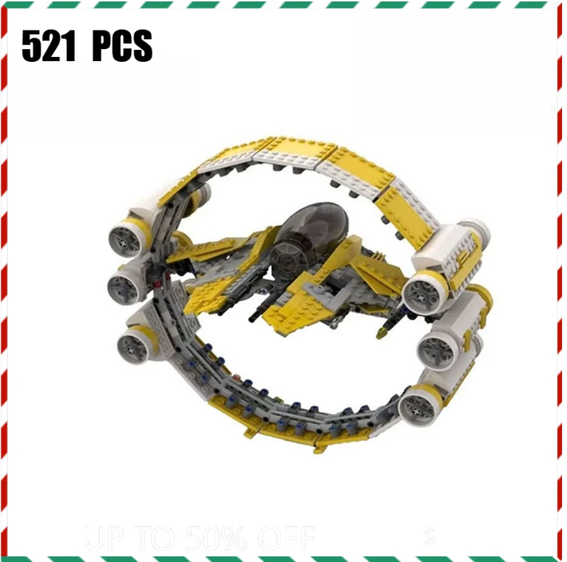 宇宙戦闘機ブースターリングビルディングブロック宇宙船モデルキット、高度な対空機 DIY セット大人の SF ギフト用