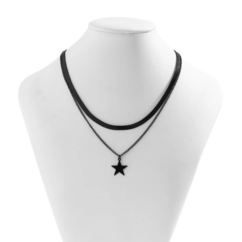 2 Pack Pentagram Chain Necklaces Star Chain Chokers Star Chain Necklaces Pentagram Star Chokers Pendant Choker for Girls