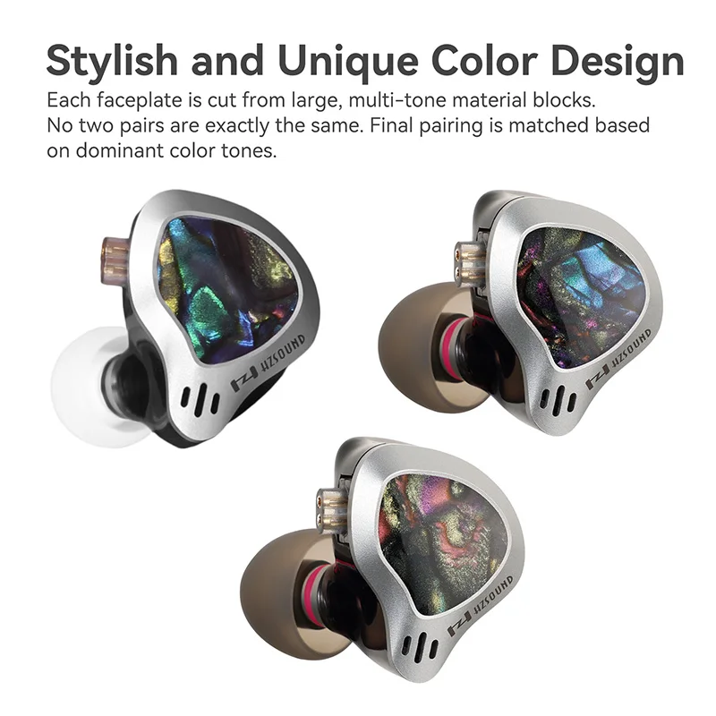 Hzsound Ginkgo 1DD + 1PZT HiFi سماعات داخل الأذن قابلة للتبديل ضبط الفوهات رصد سماعات لعبة الرياضة سماعات 2PIN كابل