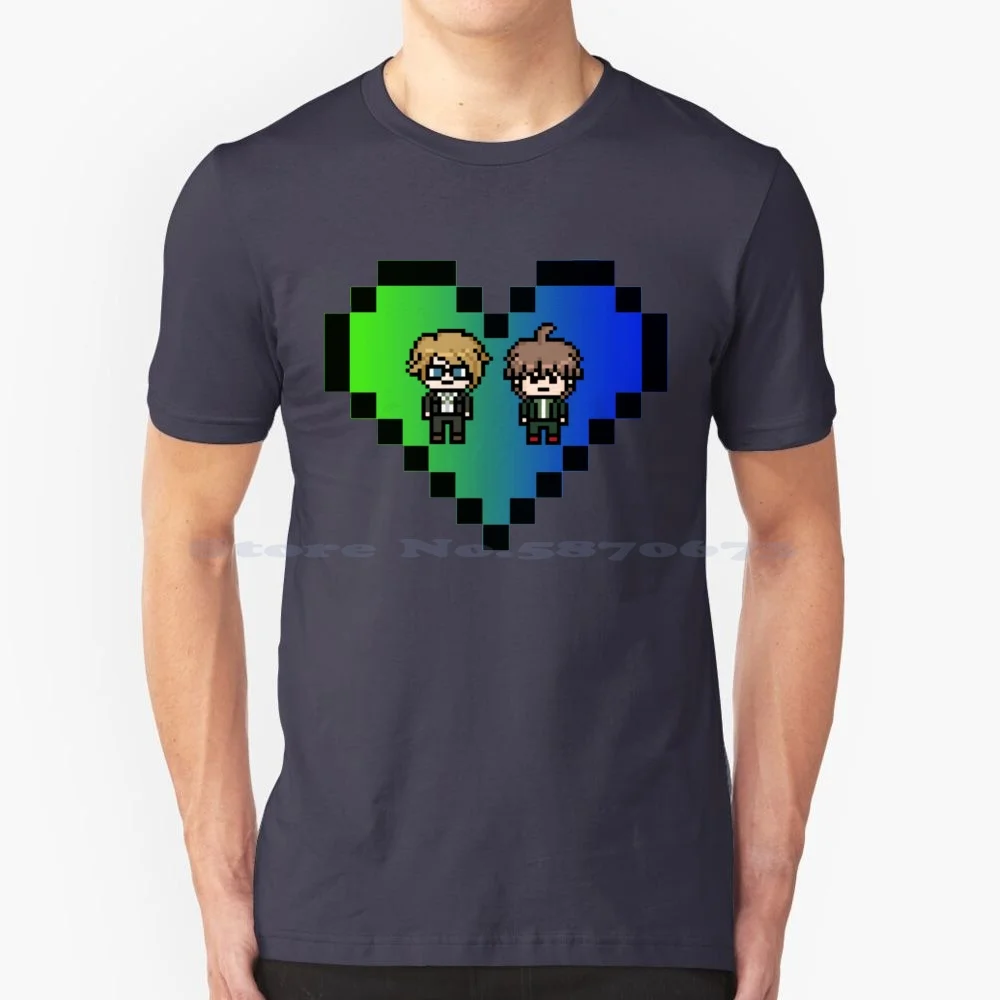 Naegami Pixel Heart T Shirt 100% Cotton Tee Byakuya Togami Danganronpa Naegami Danganronpa Makoto Naegi Danganronpa Danganronpa