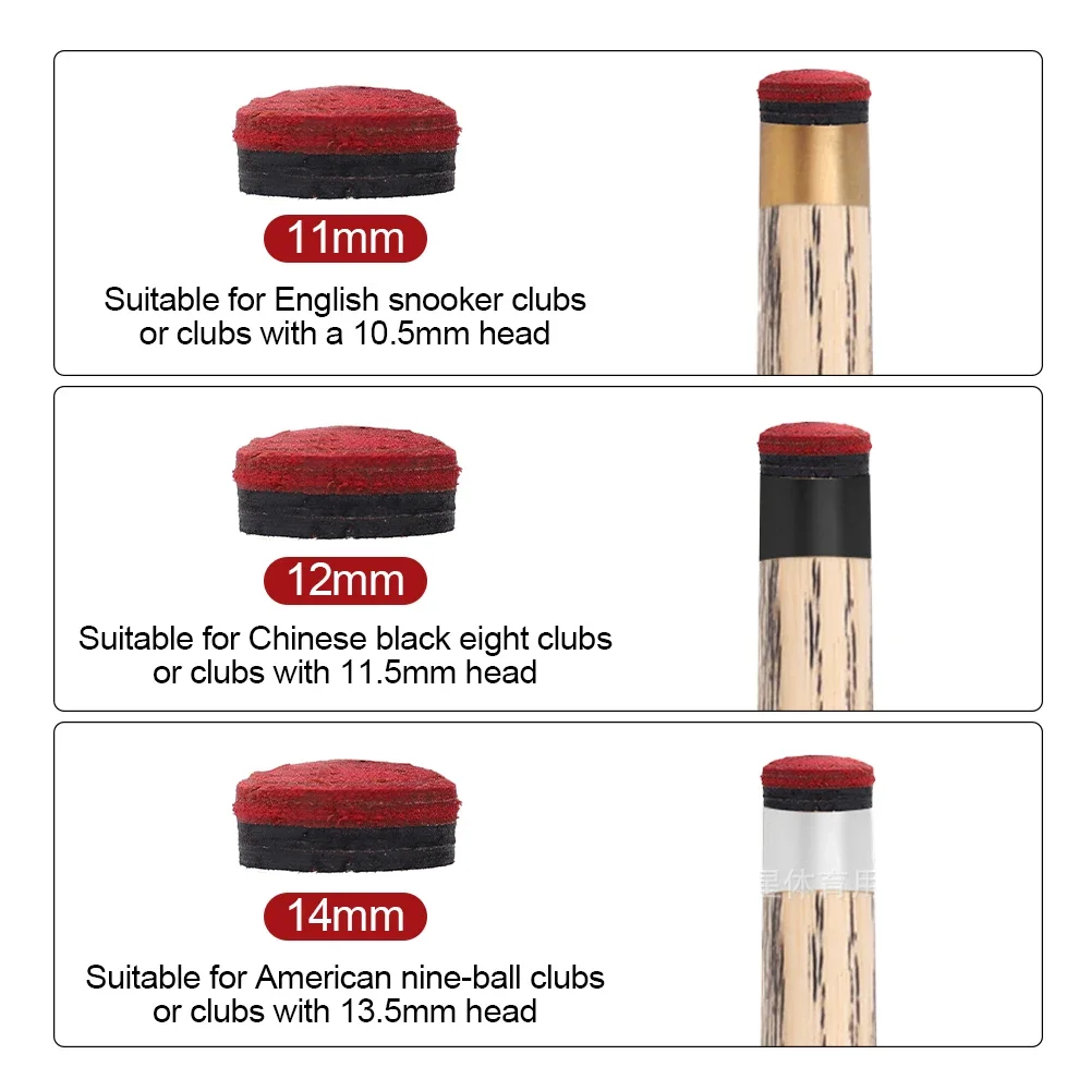 Piezas de punta de taco de billar de 11/12/14MM, punta de taco de billar de billar, punta de salto de rotura de repuesto portátil para juegos, jugadores de interior, tacos de billar, 1 ud.