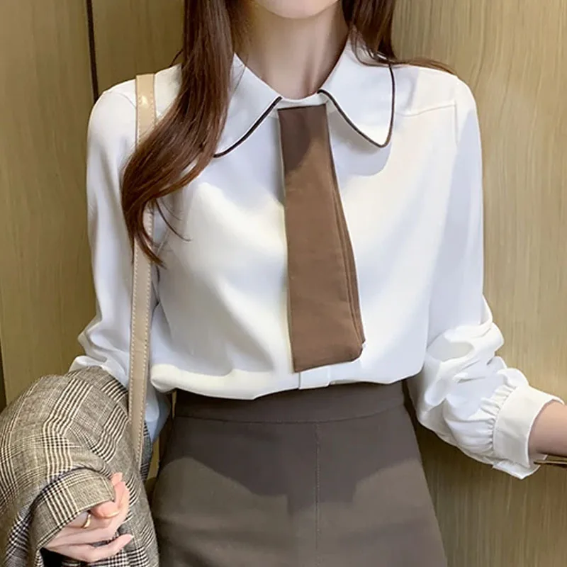 

Fashion Doll Collar Women Blouse Shirt Long Sleeve Chiffon Bow Blouse Shirt Women Tops Blusa Camisas De Mujer Blusas Blouses E78
