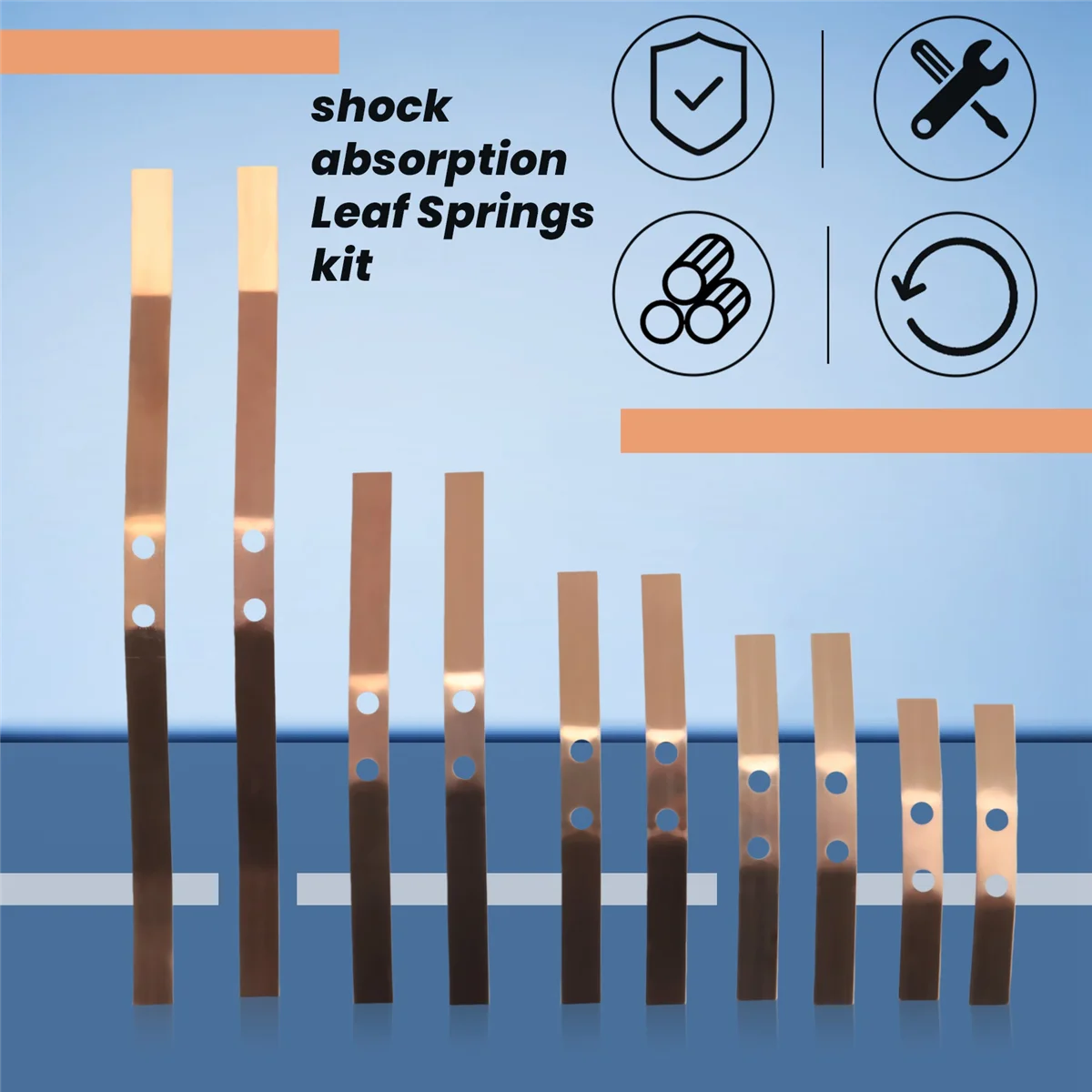 2 pares de suspensão de molas de folha de absorção de choque de aço para WPL B14 B24 B16 B36 1/16 RC Truck Car Parts Acessórios, B