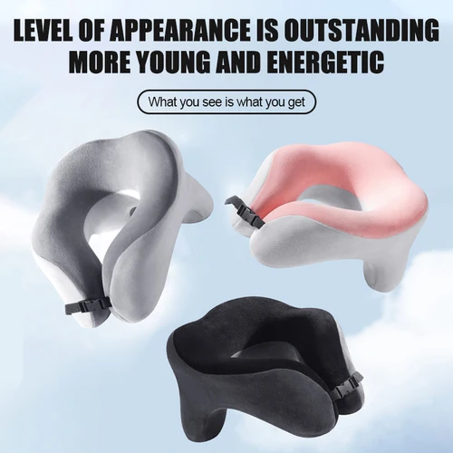 Imagen 2 del producto Almohada de viaje para el cuello, almohada en forma de U de espuma viscoelástica de rebote lento, cómoda y suave almohada para el cuello de coche y avión, siesta en la oficina