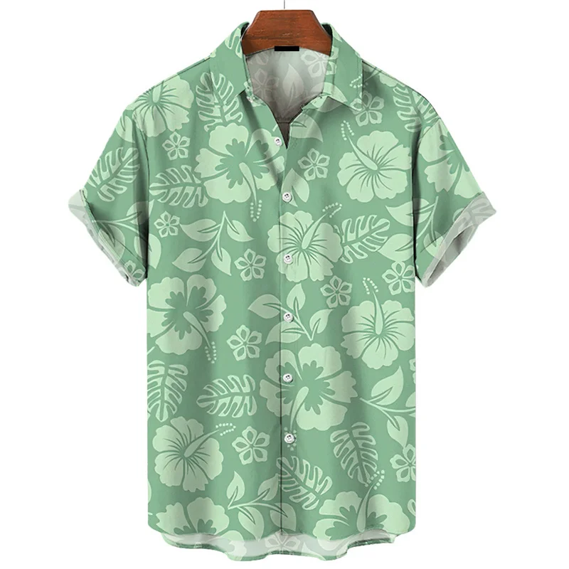 Hawaiian Men\'s Shirt Colorful 3d Print Plants Flower Summer Fashion Short Sleeves Cool Street Button Lapel Blouse Tops Clothing