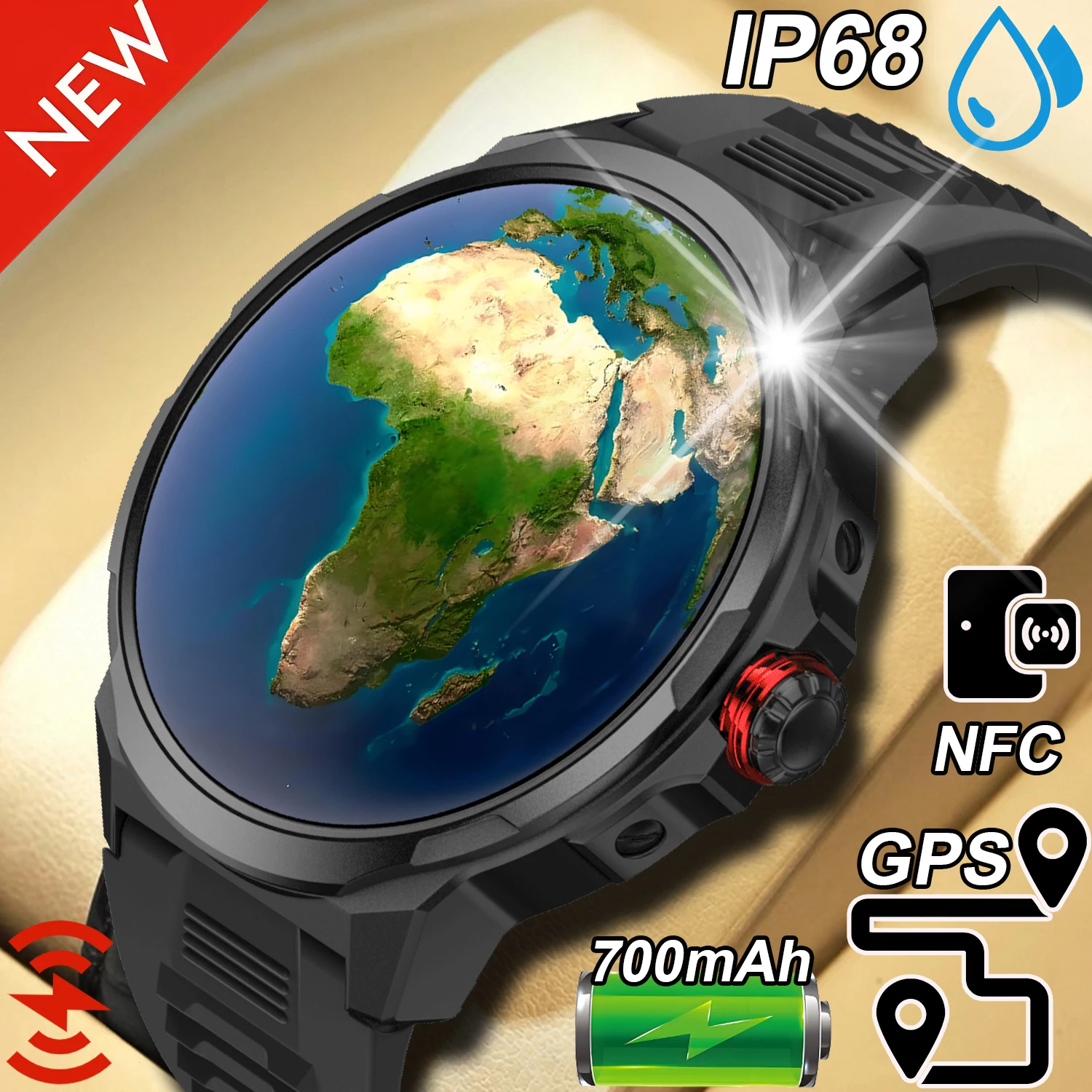 

Новые умные часы SK50 для мужчин, отвечающих, вызов 1,93 дюйма, большой экран, NFC, GPS, отслеживание местоположения, 700 мАч, фитнес-трекер, водонепроницаемые часы