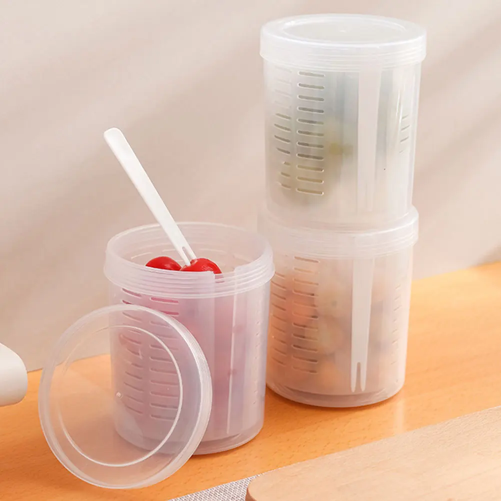 

1Set Fruit Storage Container Double Layer Fresh-Keeping Produce Saver Removable Drain Plate Practical Home Outdoor Food Storage