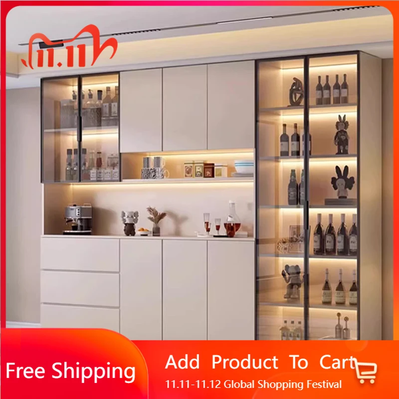 ชั้นวางมัลติฟังก์ชั่นไวน์ตู้ห้องนั่งเล่นตู้บาร์ไม้หรูหราโมเดิร์นป้าย Ouverts เฟอร์นิเจอร์สไตล์จีน