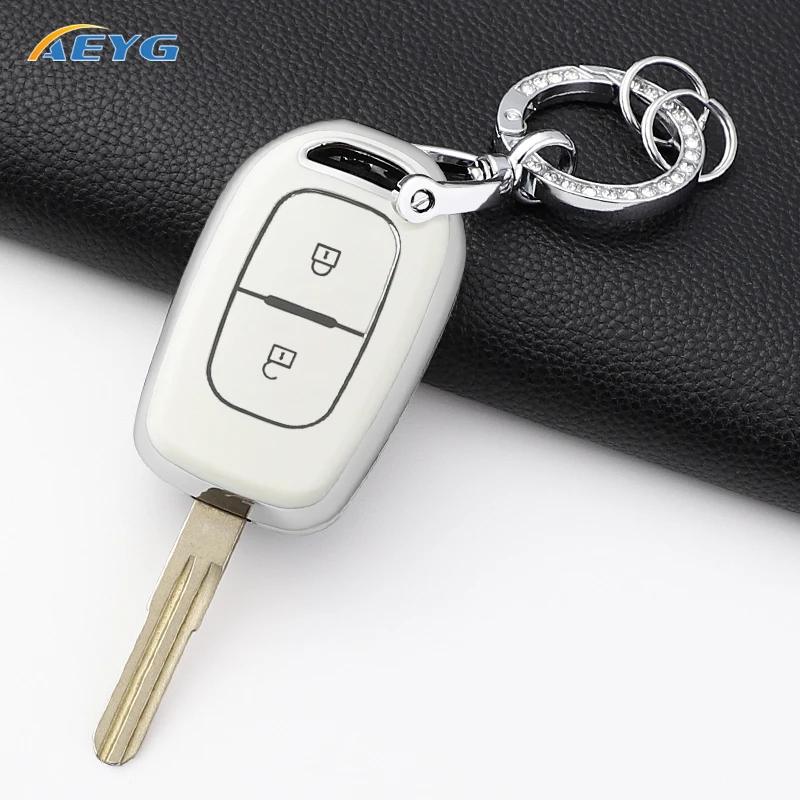 For Renault Kwid Traffic Symbol for Dacia Sandero Logan Duster Soft TPU Car Remote Key Case Cover Shell Keychain Accessories