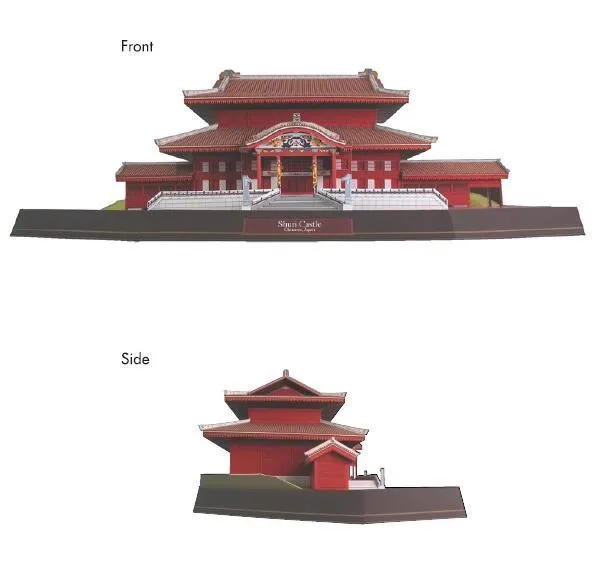 Shuri Castle Japan Famous Building 3D Paper Model Kit Handmade Toy