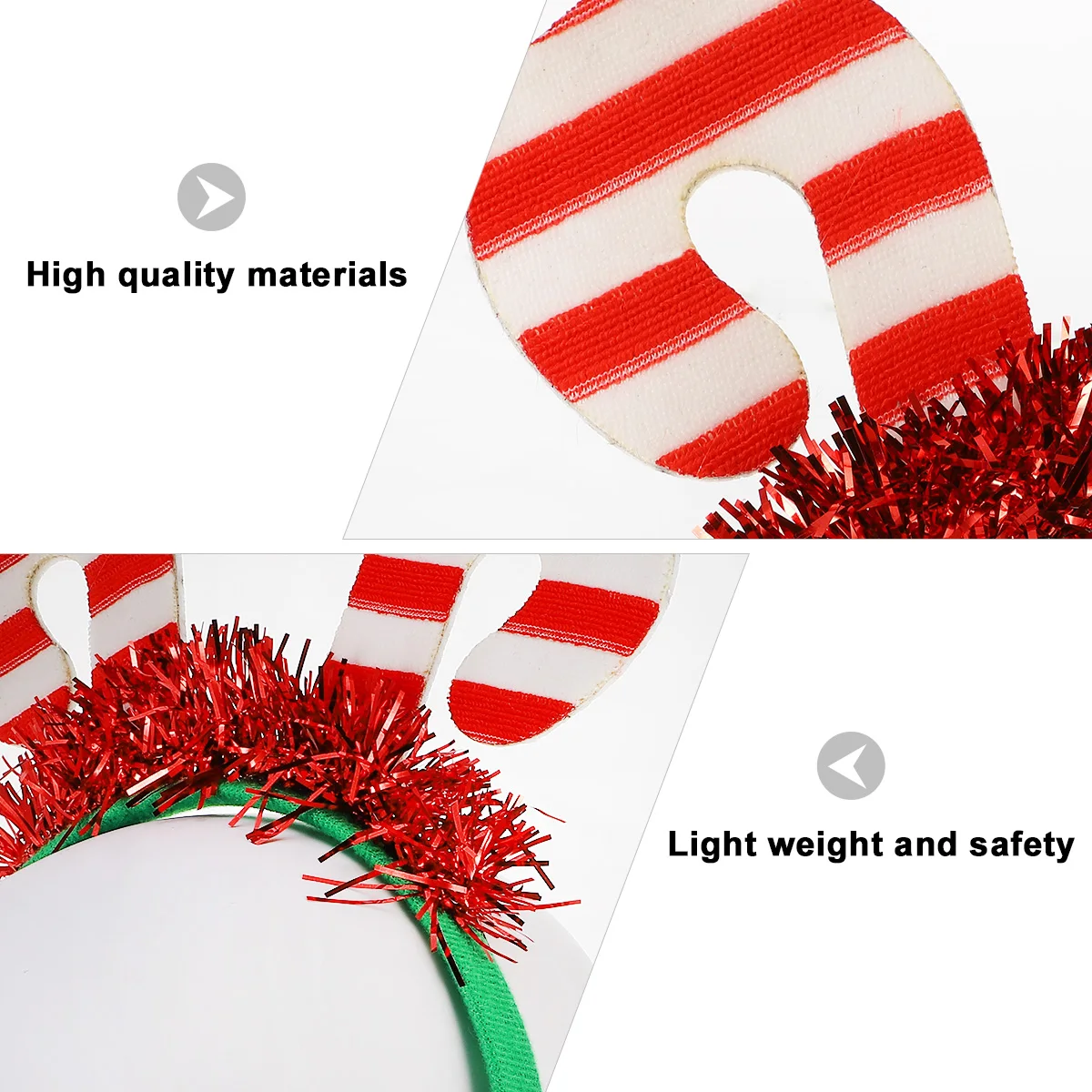 

2Pcs Christmas Headb s Cane Design Performance Headdress Party Hair Hoop Child Lightweight Safe Cosplay Prop Christmas