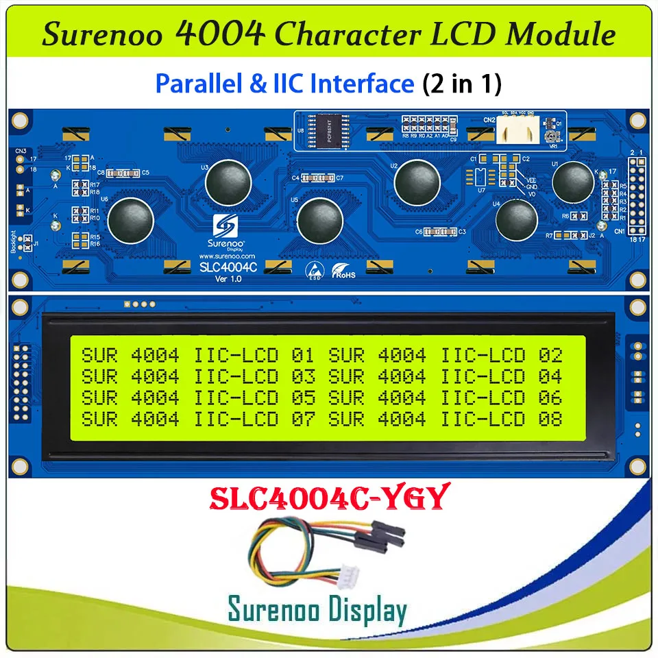 Surenoo Serial IIC I2C 4004 40X4 404 Character LCD Module Display Screen Panel LCM AIP31066 PCF8574T for Arduino