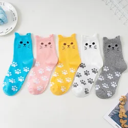 Women Animal Cotton Socks Autumn Winter Spring Cute Kawaii Cartoon Cat Patterned Female Ladies Funny Korean Style Sock Girl Gift