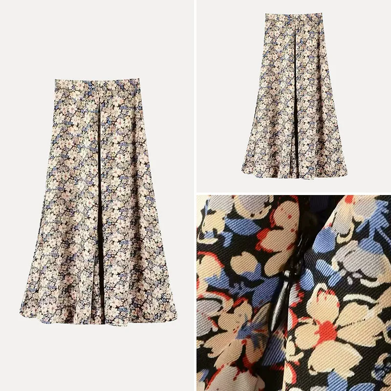 

Z Women's Faion Casual Floral Skirt High Waist A-Line Midi Skirt Commute Artistic Print Polyester Fiber Summer 2025