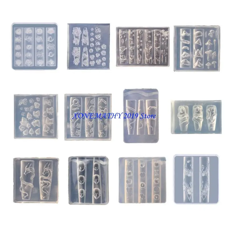 

F42F Универсальная гвоздь прочная силиконовая форма для 3D -искусства ногтей и декоративных проектов