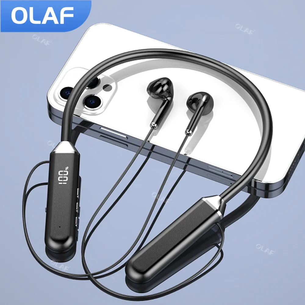 Olaf bezprzewodowe słuchawki z pałąkiem na kark Bluetooth 5.0 przewodowe magnetyczne sportowe wodoodporne słuchawki dla iPhone Xiaomi Music Headset