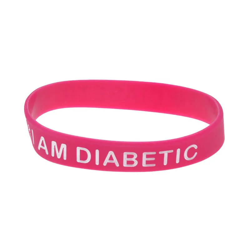 I am Diabetic Silicone Wristbands Medical Bracelet Adult Size 6 Pcs