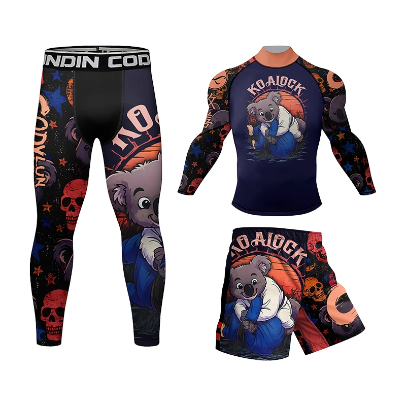 Cody Lundin Nuovo ad alta compressione jiu jitsu No Gi MMA BJJ Sport Set da 4 pezzi Traspirante Bodybuilding Morbidezza Abbigliamento per uomo