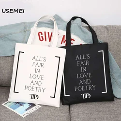 TTPD All's Fair In Love and Poetry tote bag women's shoulder bags fabric canvas shopper handbag reusable shopping bag