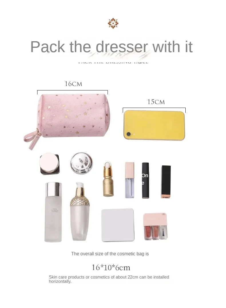 Girl Velvet Makeup Bag Organizer Soft Girl Lipstick Storage Bag Women Toiletry Beauty Make Up Case Pouch Portable Cosmetic Bag