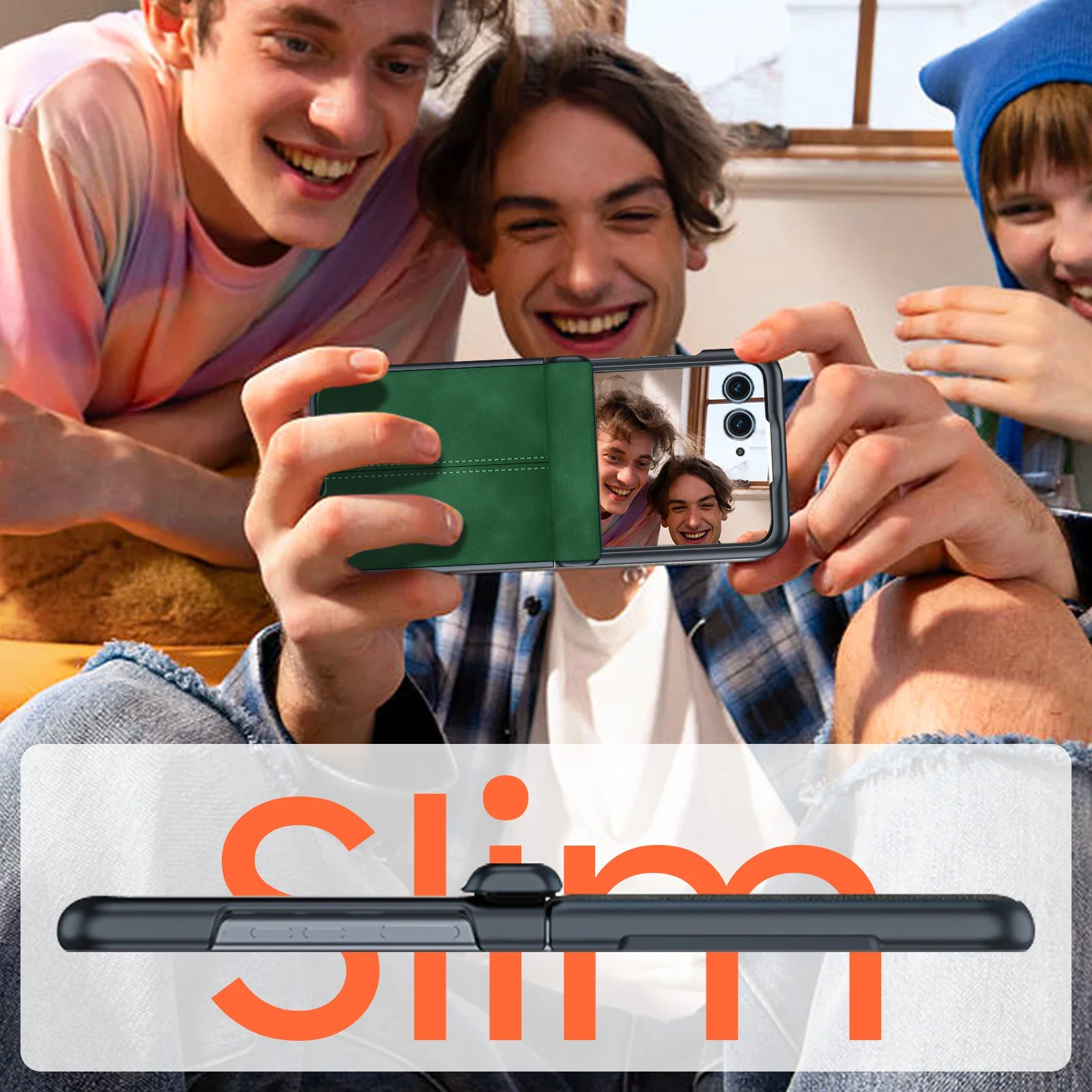 لهاتف Motorola Razr 60 2025/Razr 50 2024، حماية مفصلية، حافظة هاتف رفيعة للغاية من جلد البولي يوريثان غير اللامع مقاومة للصدمات - أخضر