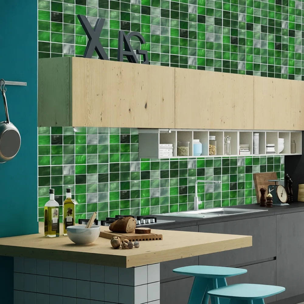 สติ๊กเกอร์กระเบื้องโมเสคสไตล์เ - Home Bathroom Tiles Design บทวิจารณ์และราคา