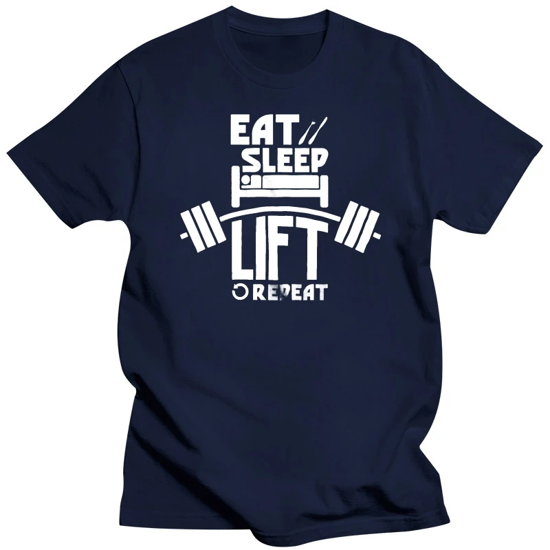 Mens Clothing High quality Eat Sleep Lift Repeat Gymer Casual Tops Tees  Summer T Shirt Brand Fitness Body Building T-shirt