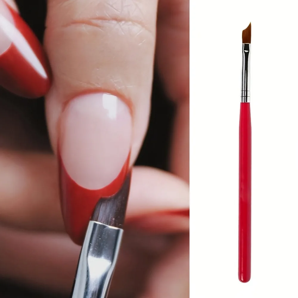 Pincel de manicura francés con borde curvo de media luna para pintar pétalos y dibujar líneas de media luna, herramientas de manicura