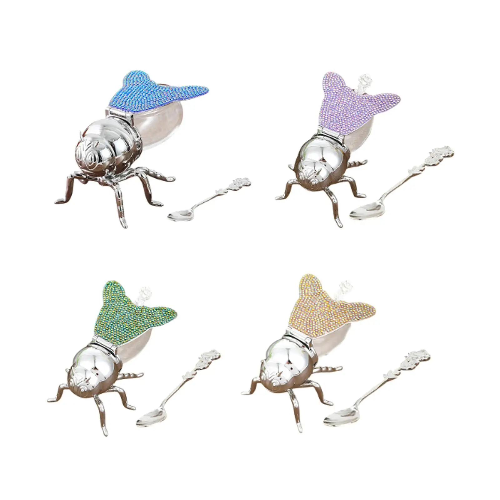 وعاء تخزين برطمان عسل على شكل نحلة مع ملعقة وعاء بهار السكر الحديث للشقة والمزرعة والمقهى والمطبخ والمنزل #1