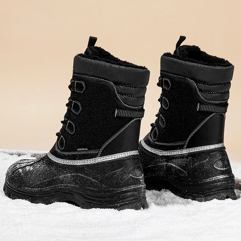 Men\'s Winter Snowy Boots New Fashion Anti Slip Waterproof Plush Warm Comfortable Short Boots Outdoor Fishing Casual Cotton Shoes