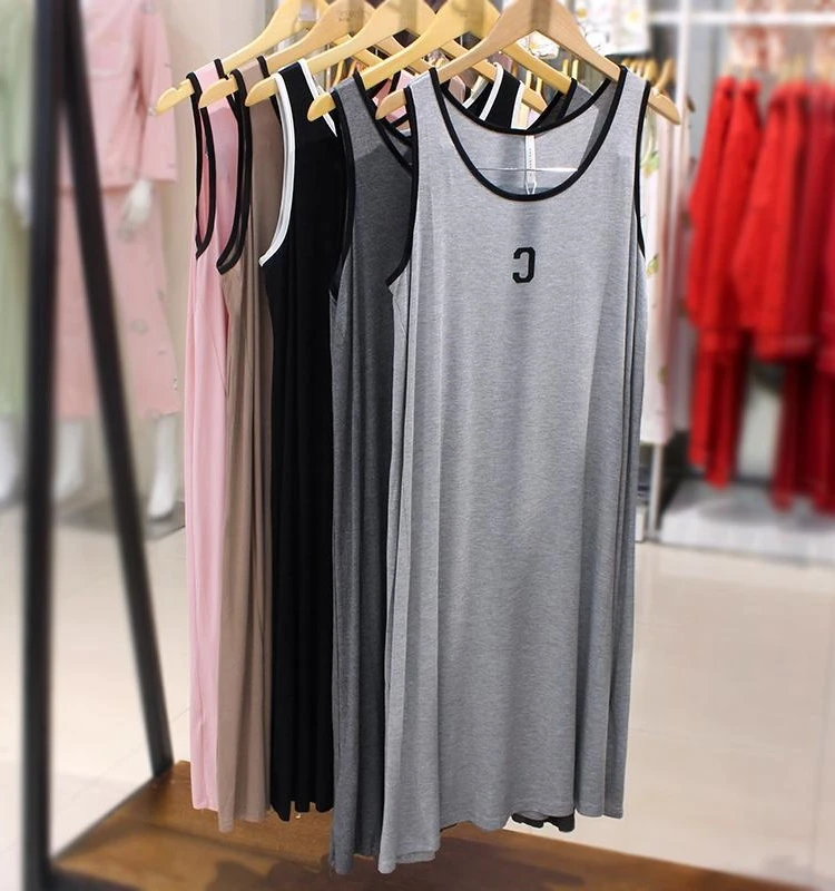 plus Size Casual Loose Thin Sleeveless Kimono Style Home Clothes Vest Dress Women Comfortable Breathable Summer Fashion