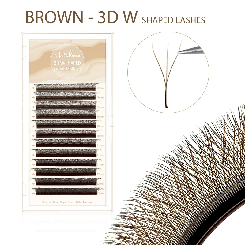 NATUHANA 3D W Shape False Eyelashes, Brown