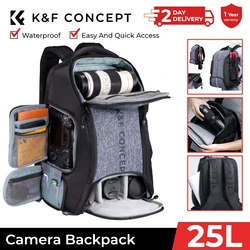 K&F CONCEPT 25L Camera Backpack Travel Shockproof Camera Bag for DSLR/SLR Camera Case 15