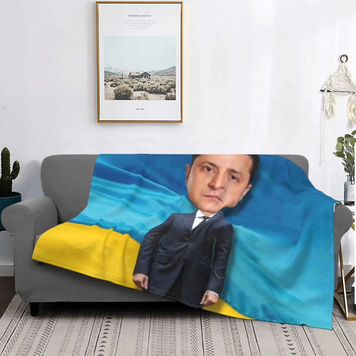 Sofa Fleece VolodymyrZelenskyy Throw Blanket Warm Flannel Ukrainian Ukraine President Blankets for Bedding Travel Couch Quilt