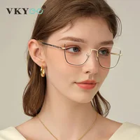 VKYEE, nuevas gafas de medio marco de ojo de gato con montura fina de Metal, gafas de protección contra luz azul Retro para mujer, se pueden personalizar con prescripción 24017