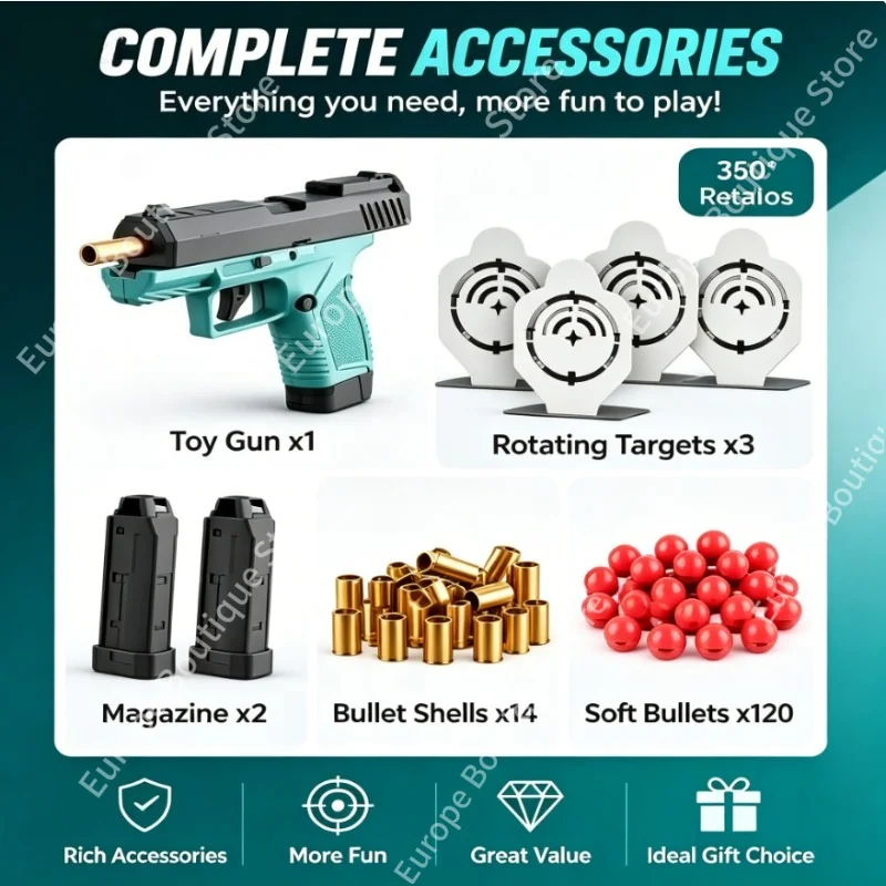 Mini Gx4 Pocket Toy Gun Continuous Shell Throwing Macara Education Gun Model Soft Bullet Launcher BlowBack Airsoft Small Pistol