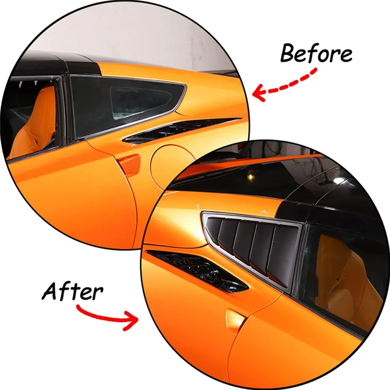 

Car Rear Side Window Louvers For Corvette C7 2014-2019 Triangular Window Glass Blinds-AB36