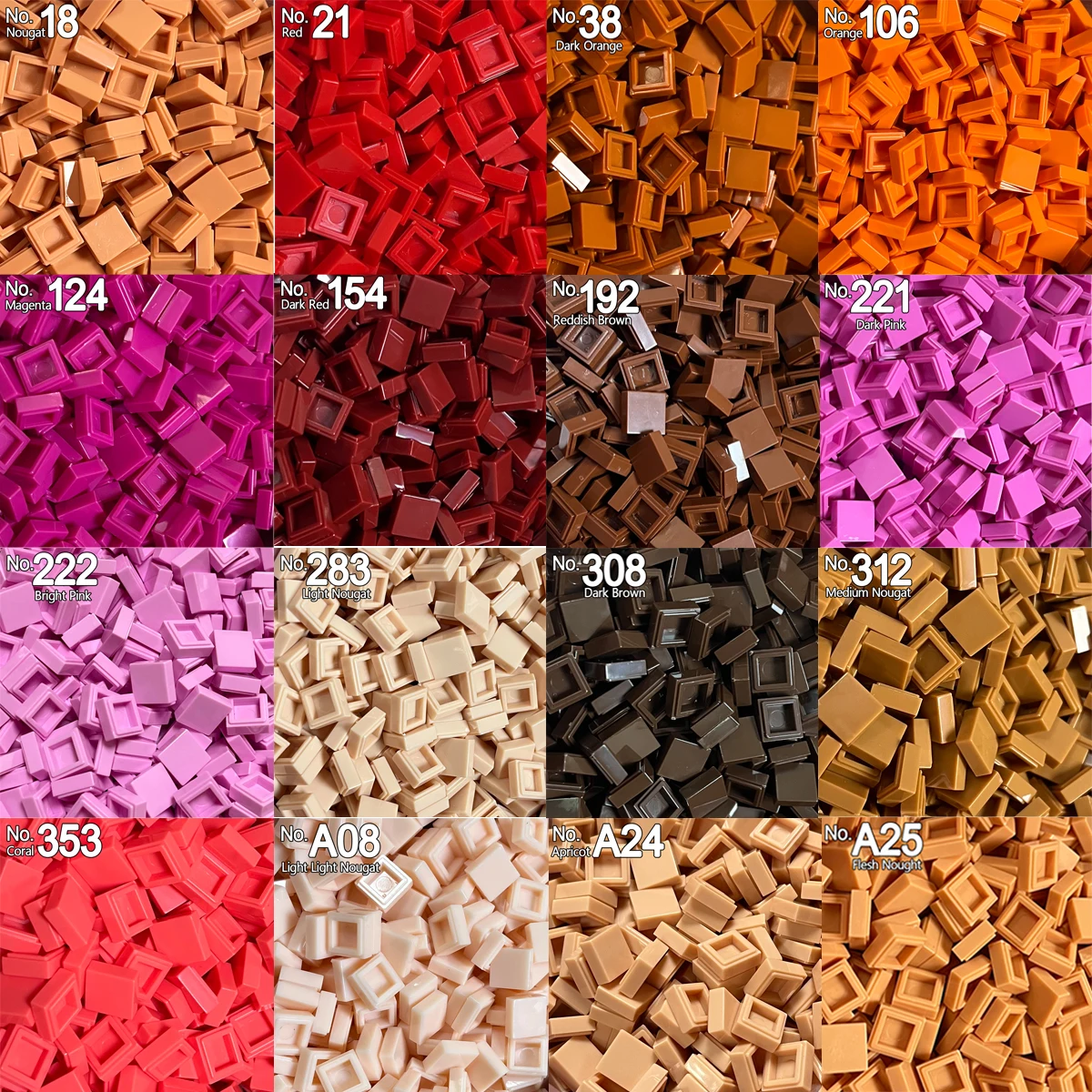 300pcs/LOT Skin Red Square Tile 1x1 Building Block 3070 Pixel Art Painting QR Code Brick 3070b 30039 MOC Particle Toys Part