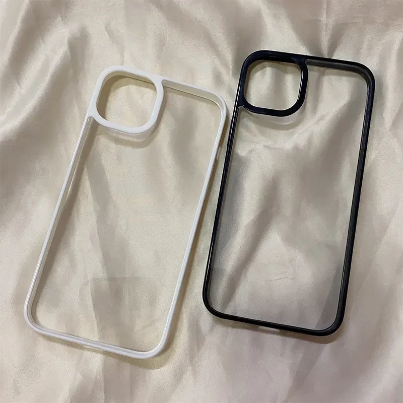 Luxury Black Border Transparent Simple Advanced Phone Case For iPhone 17 Air 16 15 14 13 12 11 Pro Max Plus Clear Soft Cover