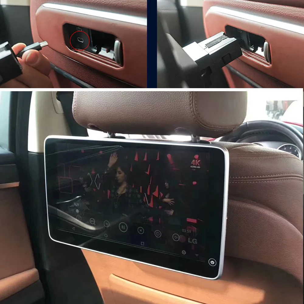 BacK TV Screen For BMW X5 G05 X6 G06 X7 G07 Rear Seat Entertainment System Headrest Android With Car Pillow Monitor Plug & Play