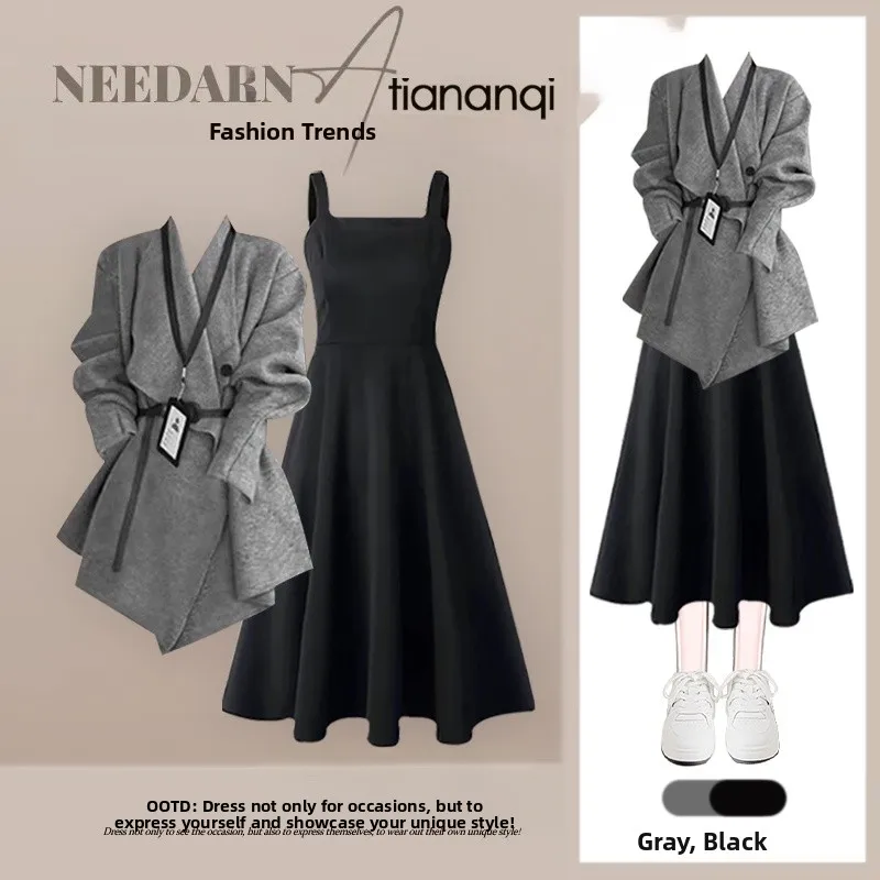 Ele Cross Sweater And ter Dr Women's Two-Piece Set Autumn Faion Casual Chic Sle Comfortable Soft Material