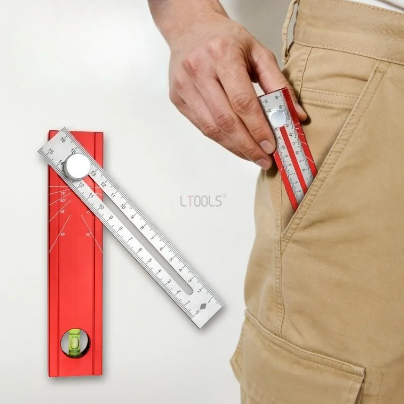 

Woodworking Depth Marking Ruler Adjustable Multi-Angle Ruler High Precision Level Bubble Multifunctional Portable Measuring Tool